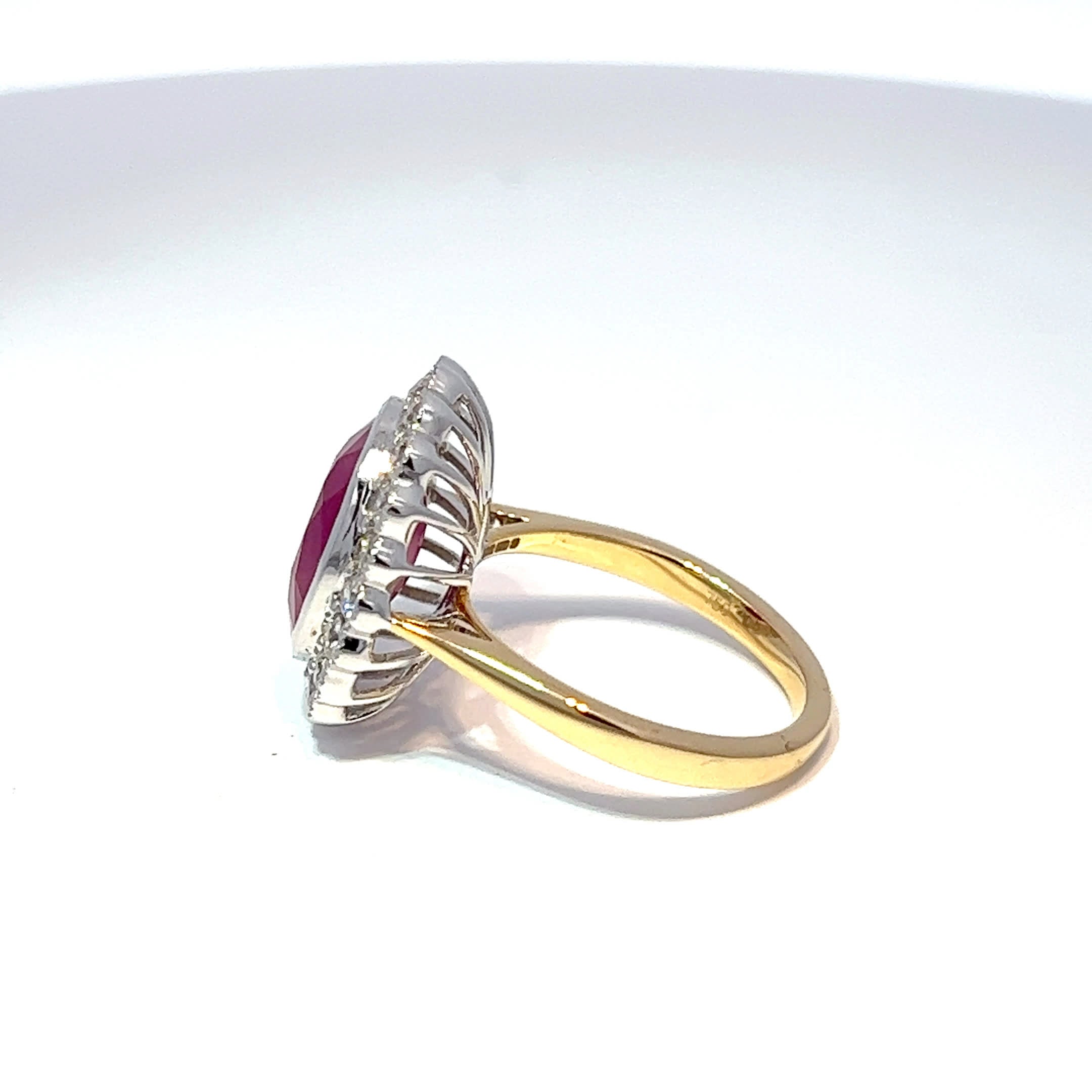 18ct Yellow Gold Ruby & Diamond Halo Ring