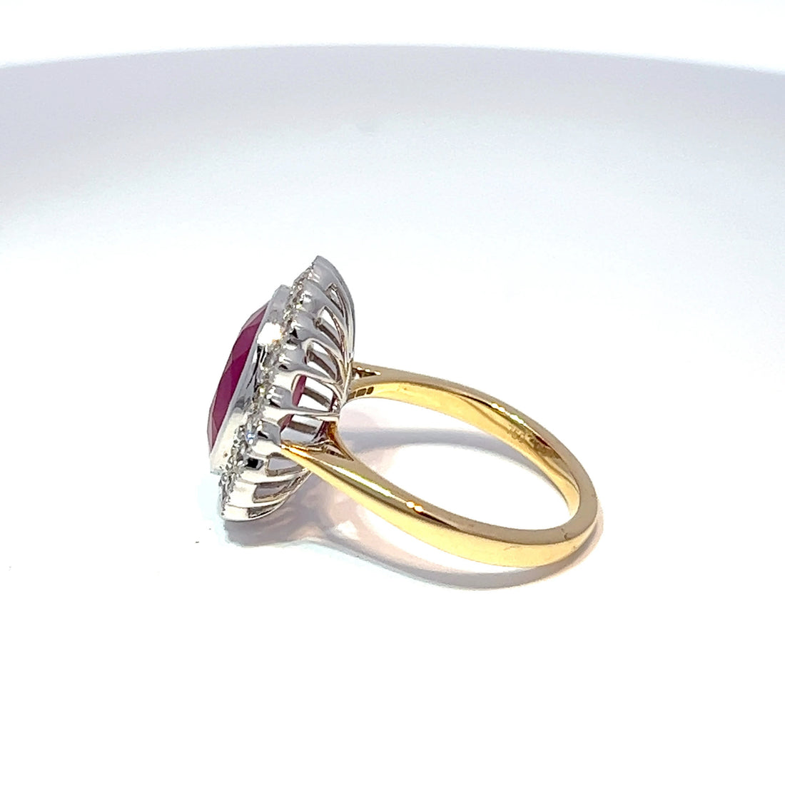 18ct Yellow Gold Ruby & Diamond Halo Ring
