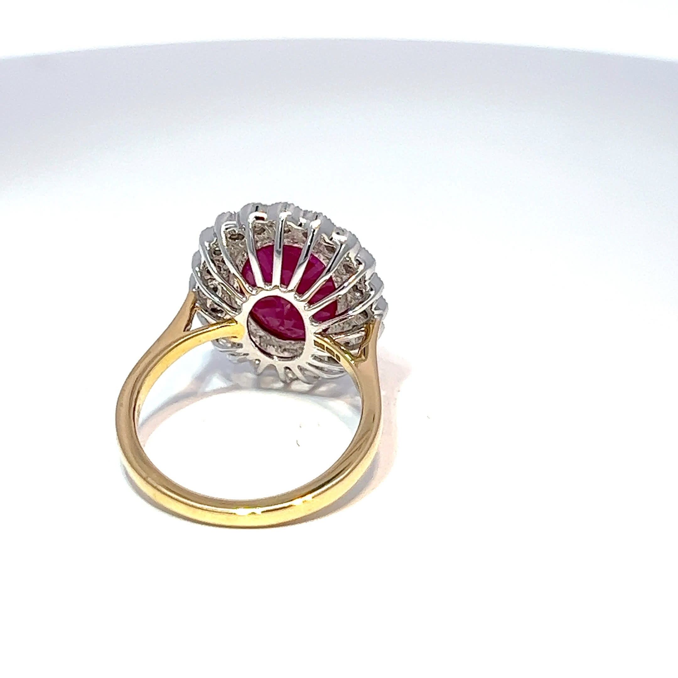 18ct Yellow Gold Ruby & Diamond Halo Ring