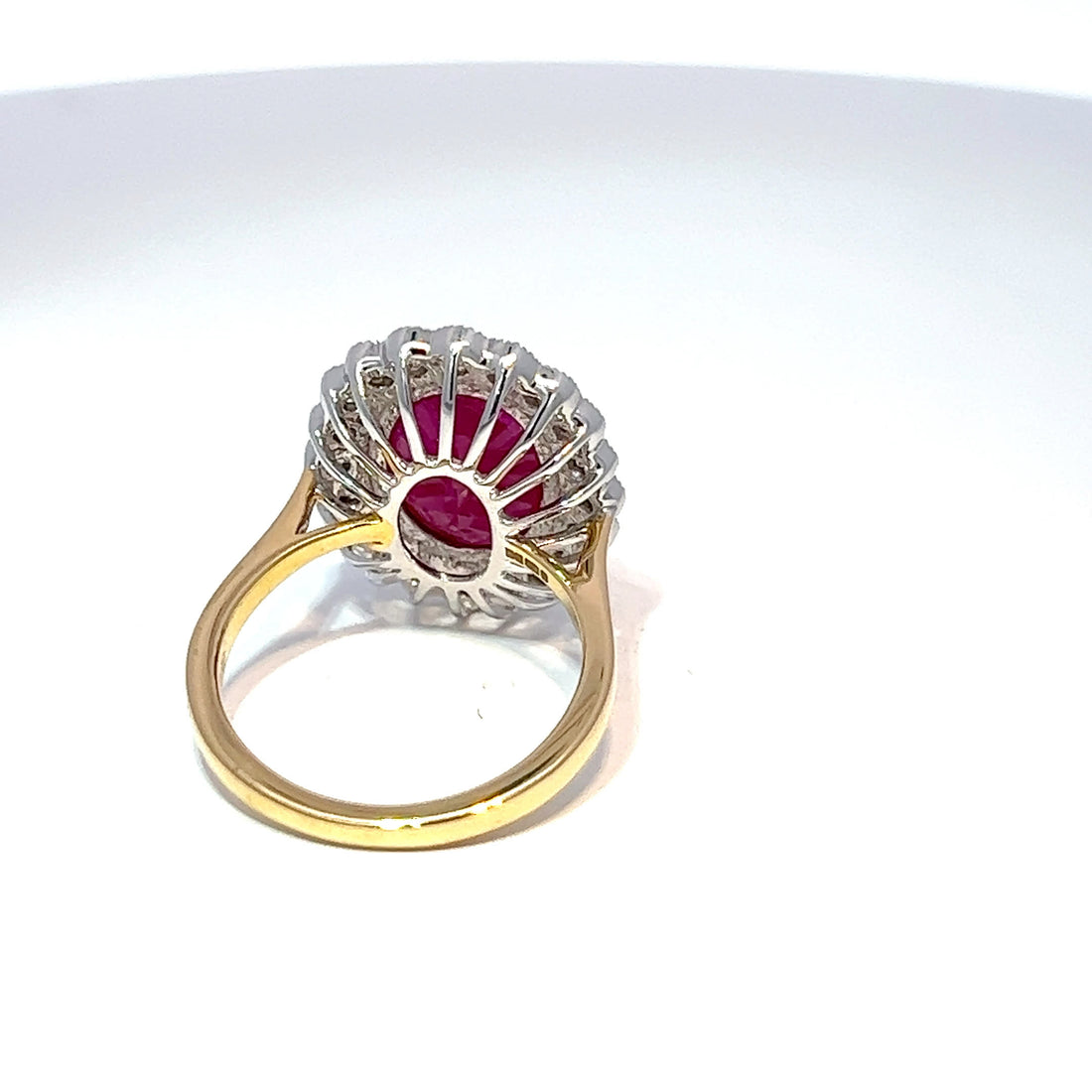 18ct Yellow Gold Ruby & Diamond Halo Ring