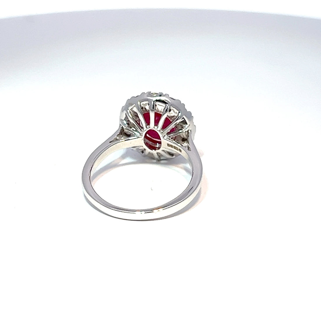 18ct White Gold Ruby & Diamond Halo Ring