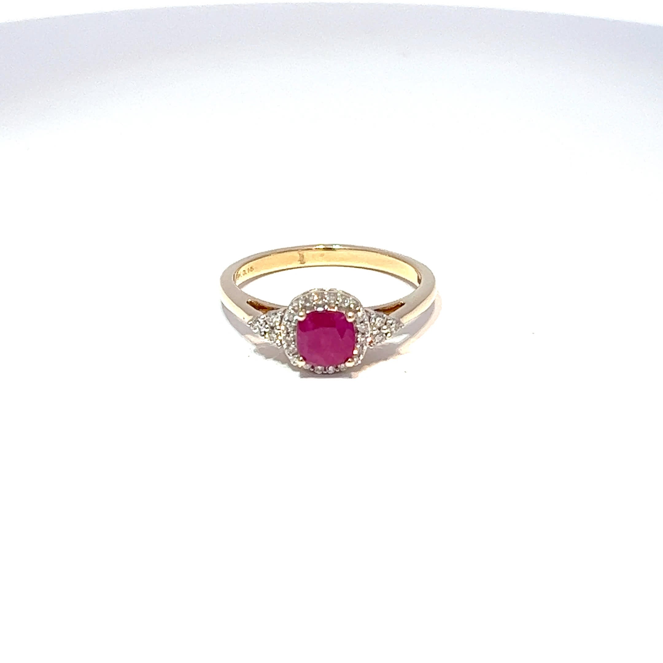 9ct Yellow Gold Ruby & Diamond Ring
