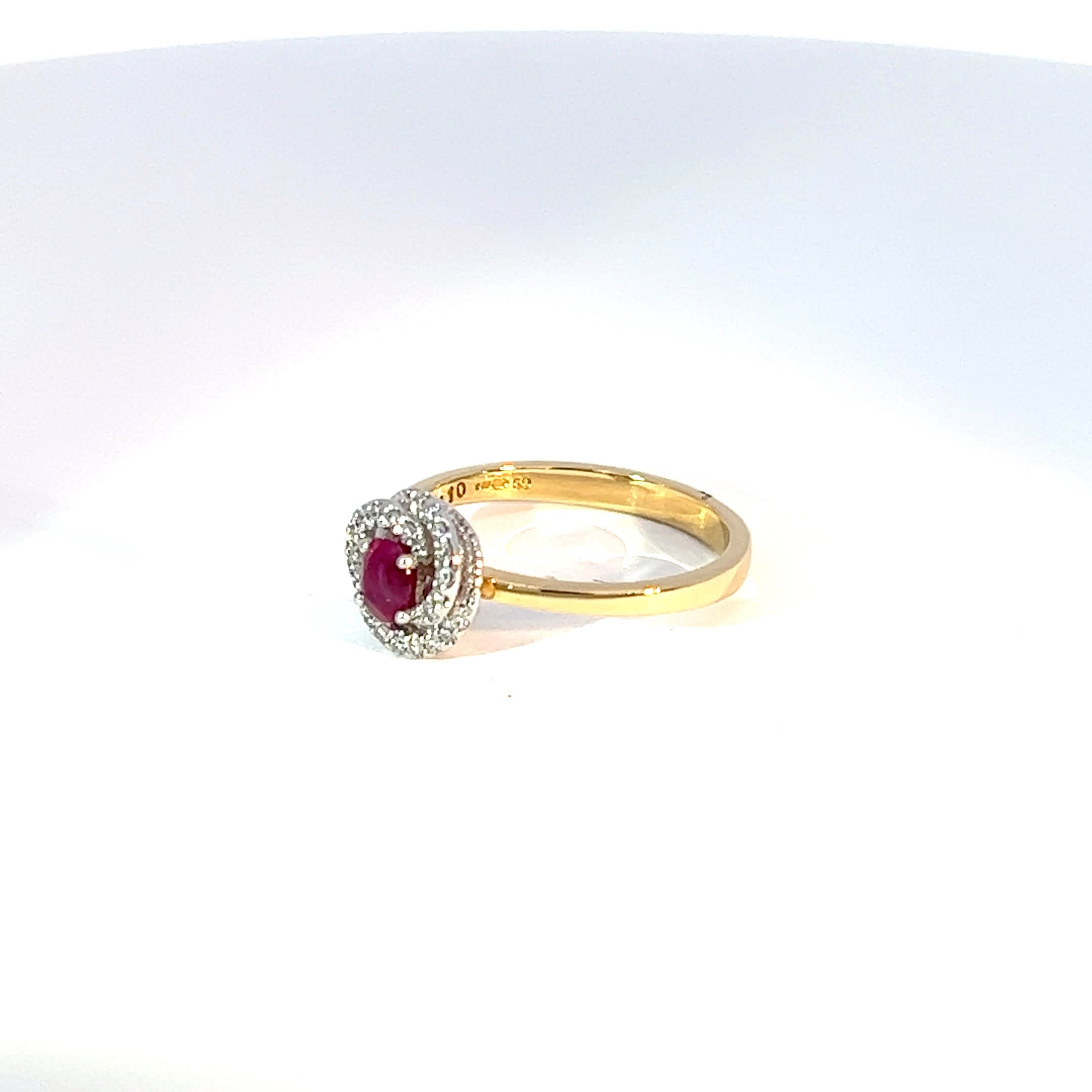 18ct Yellow Gold Ruby & Diamond Rose Ring