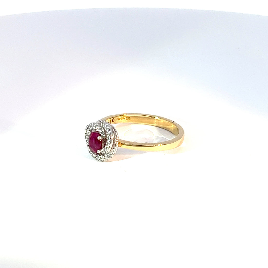18ct Yellow Gold Ruby & Diamond Rose Ring