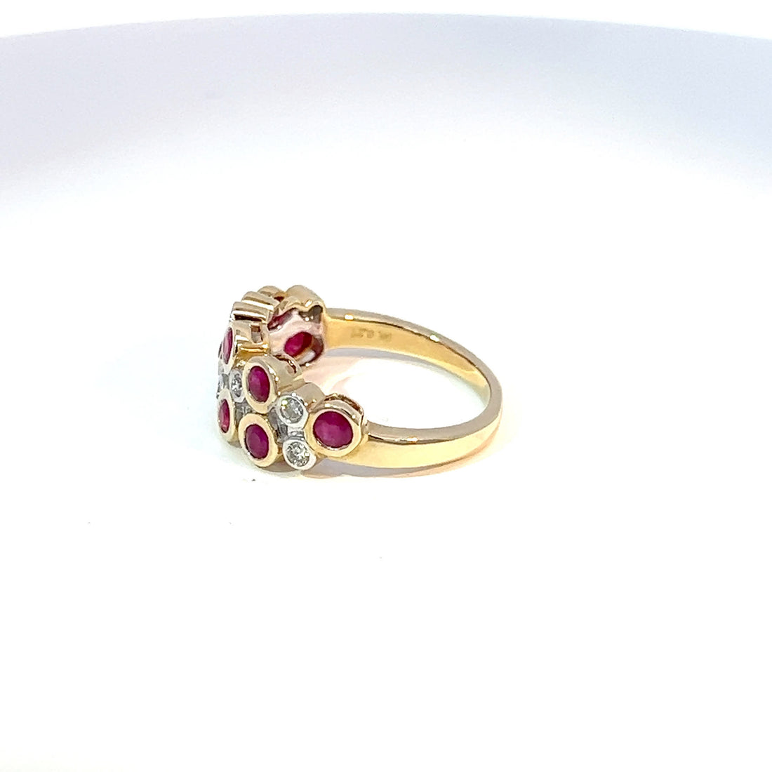9ct Yellow Gold Ruby & Diamond "Bubble" Ring