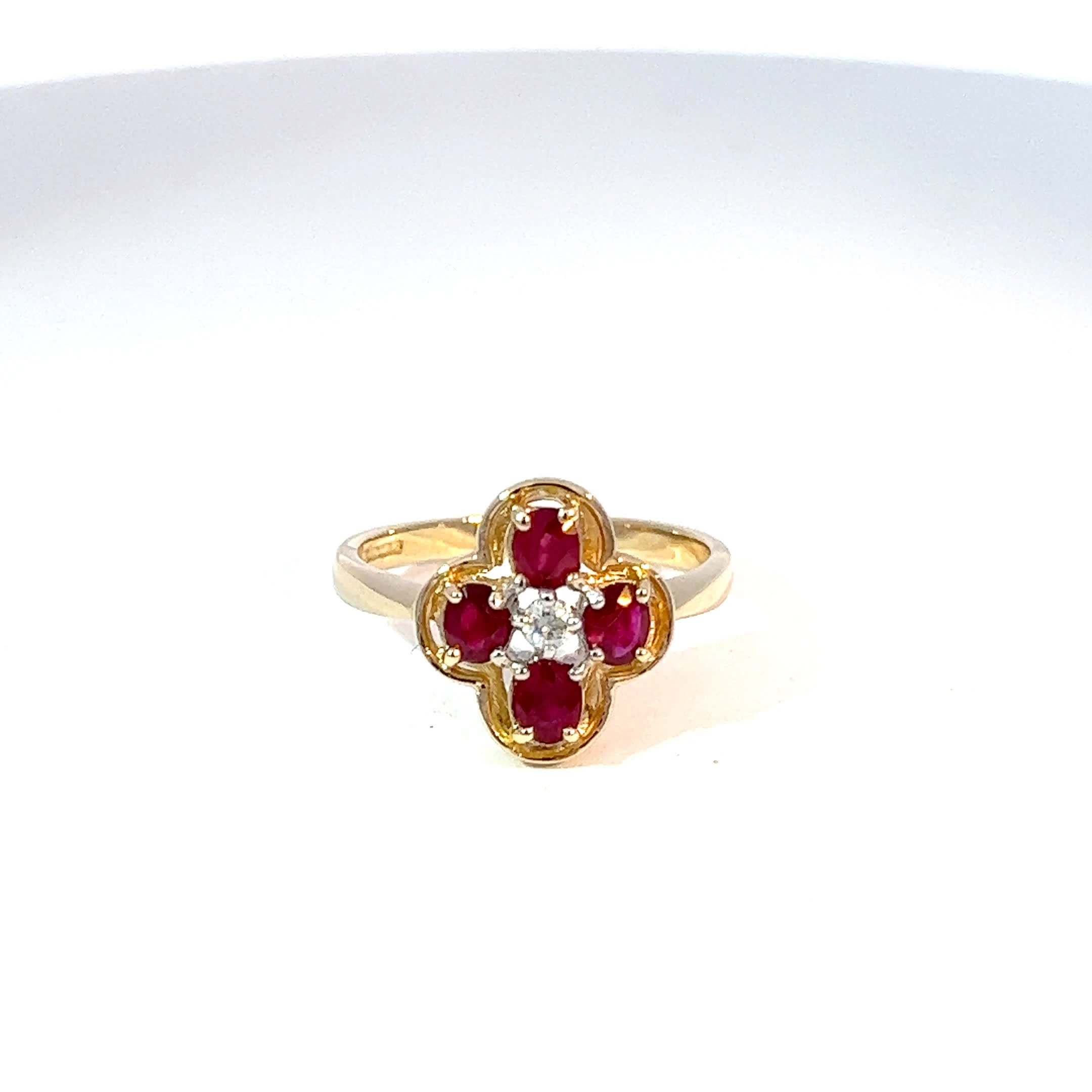 9ct Yellow Gold Ruby & Diamond Ring  