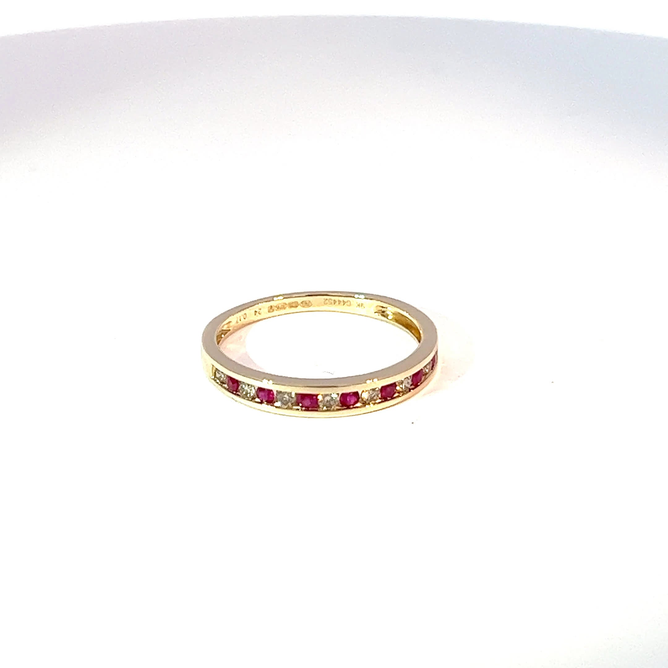 9ct Yellow Gold Ruby & Diamond Channel Set Eternity Band