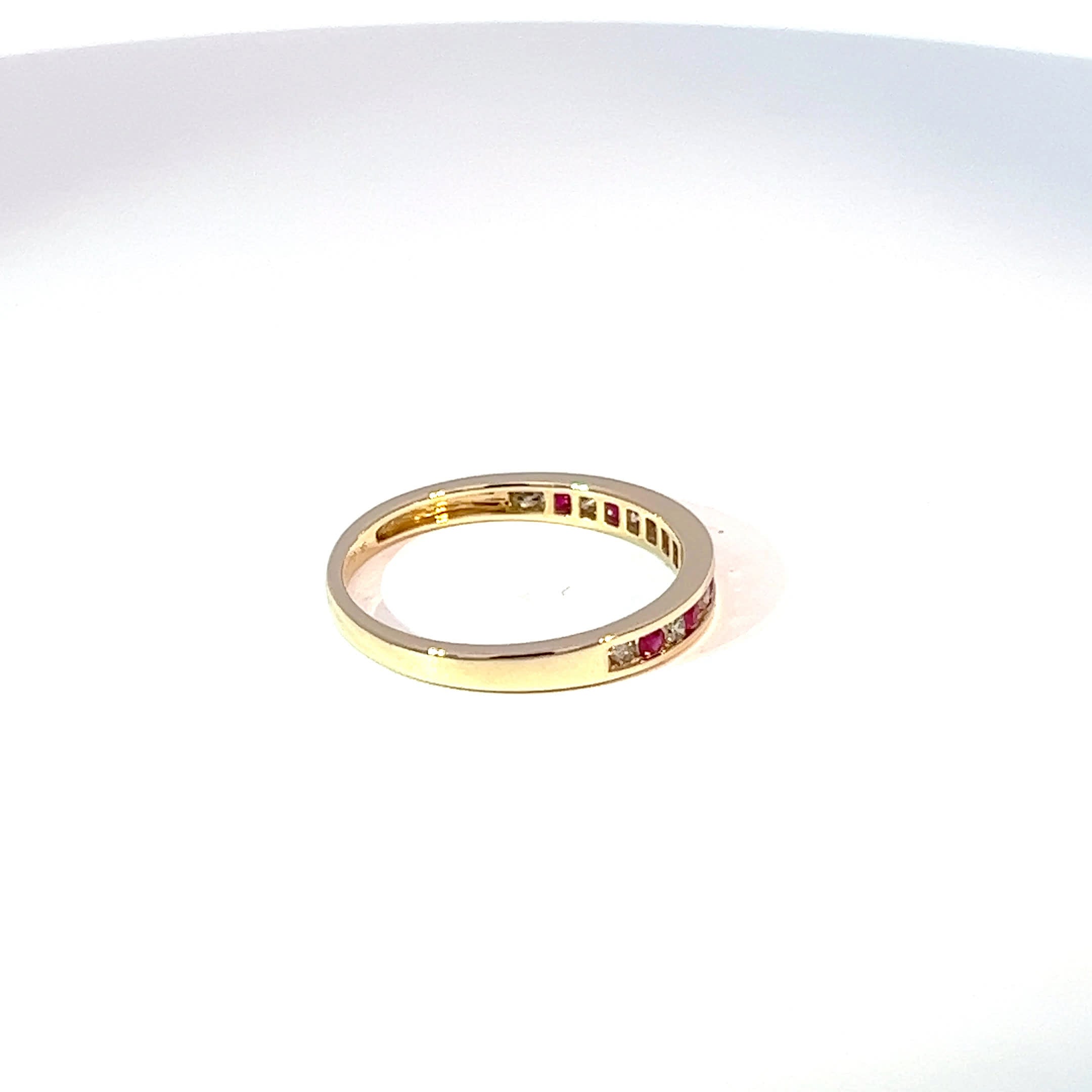 9ct Yellow Gold Ruby & Diamond Channel Set Eternity Band