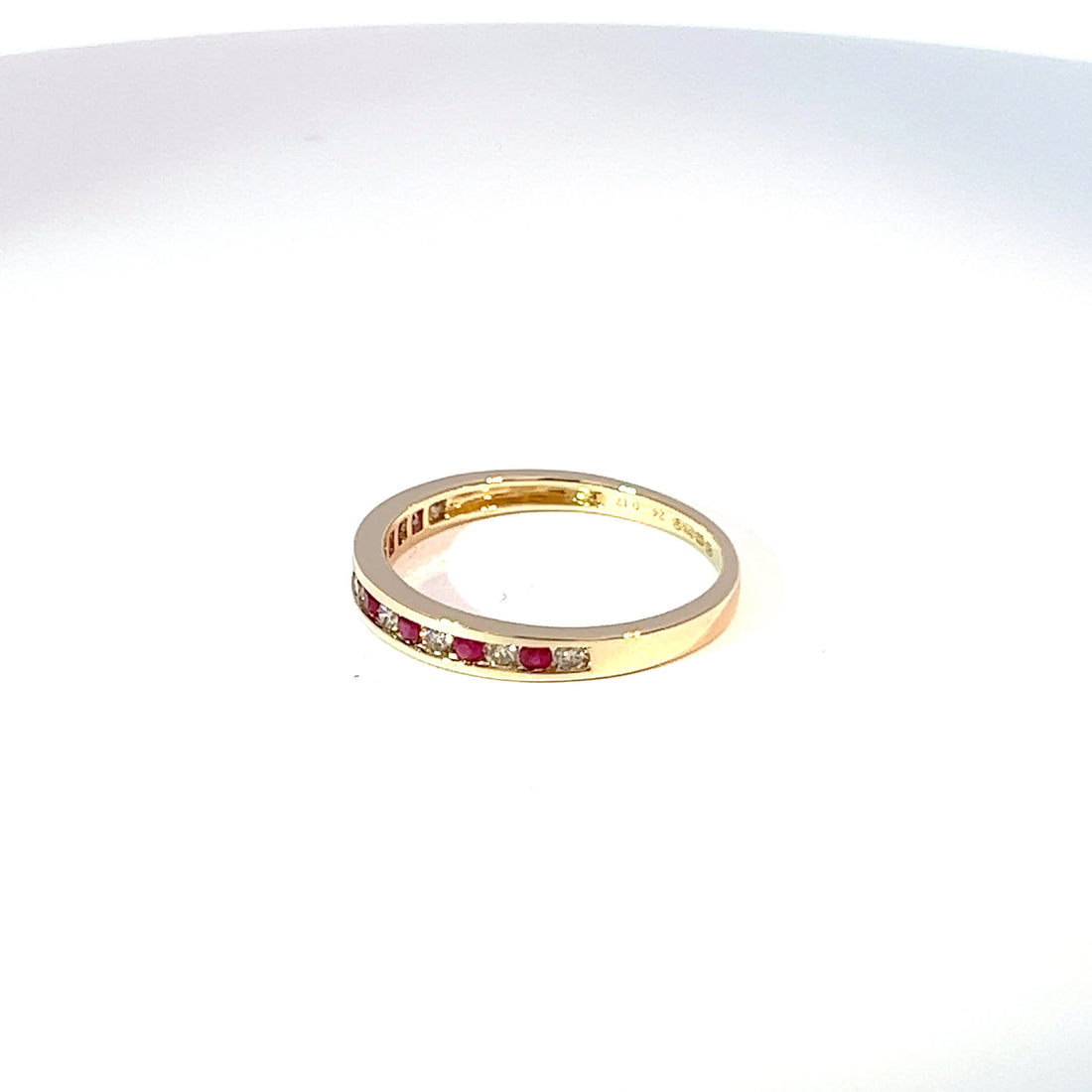 9ct Yellow Gold Ruby & Diamond Channel Set Eternity Band