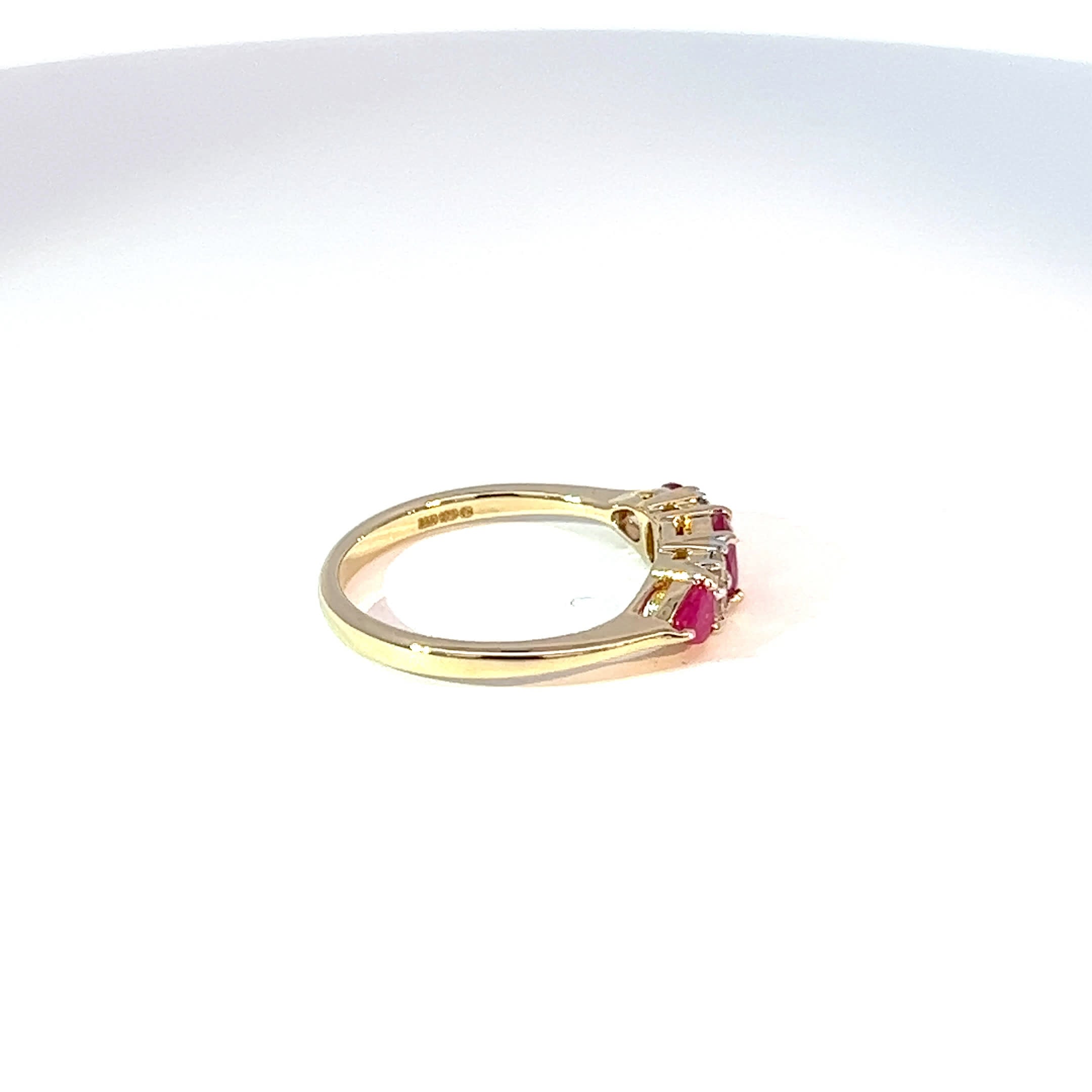 9ct Yellow Gold Ruby & Diamond Trilogy Ring