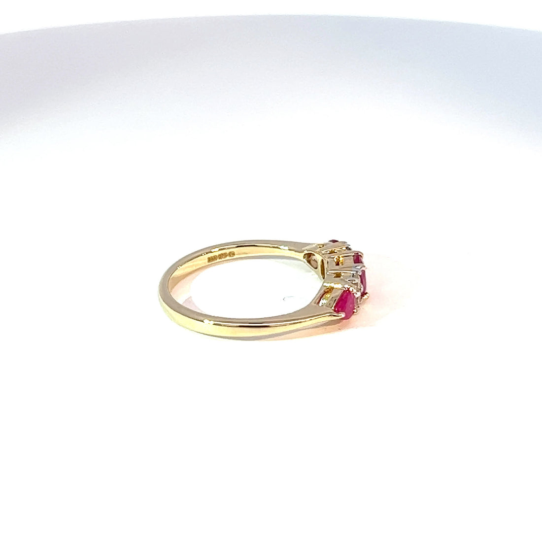 9ct Yellow Gold Ruby & Diamond Trilogy Ring