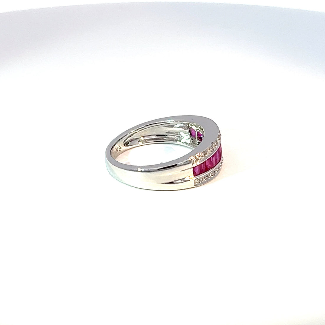 9ct White Gold Ruby & Diamond Band