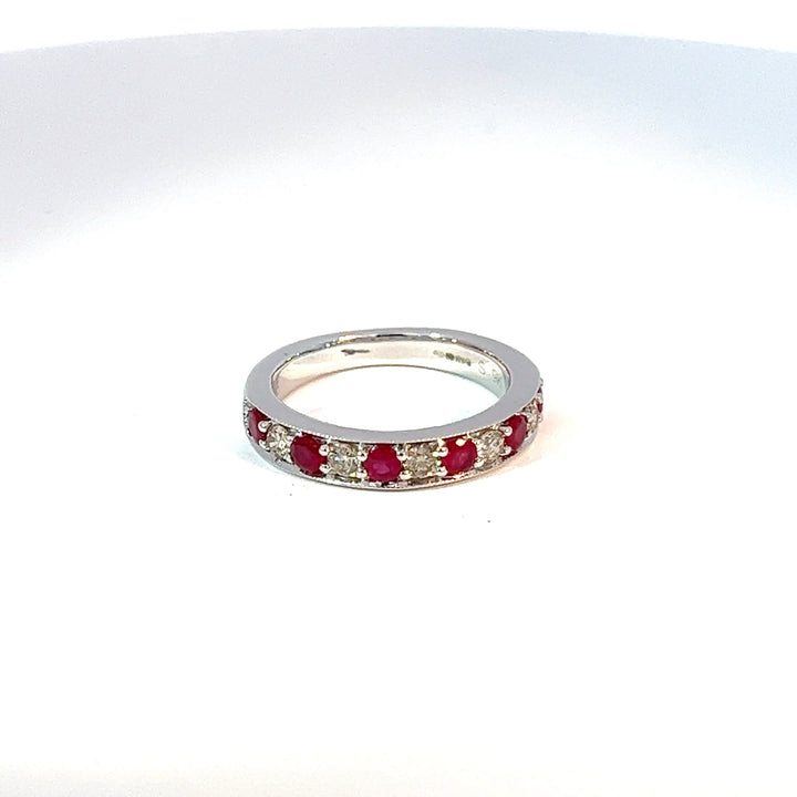9ct White Gold Ruby & Diamond Eternity Band  