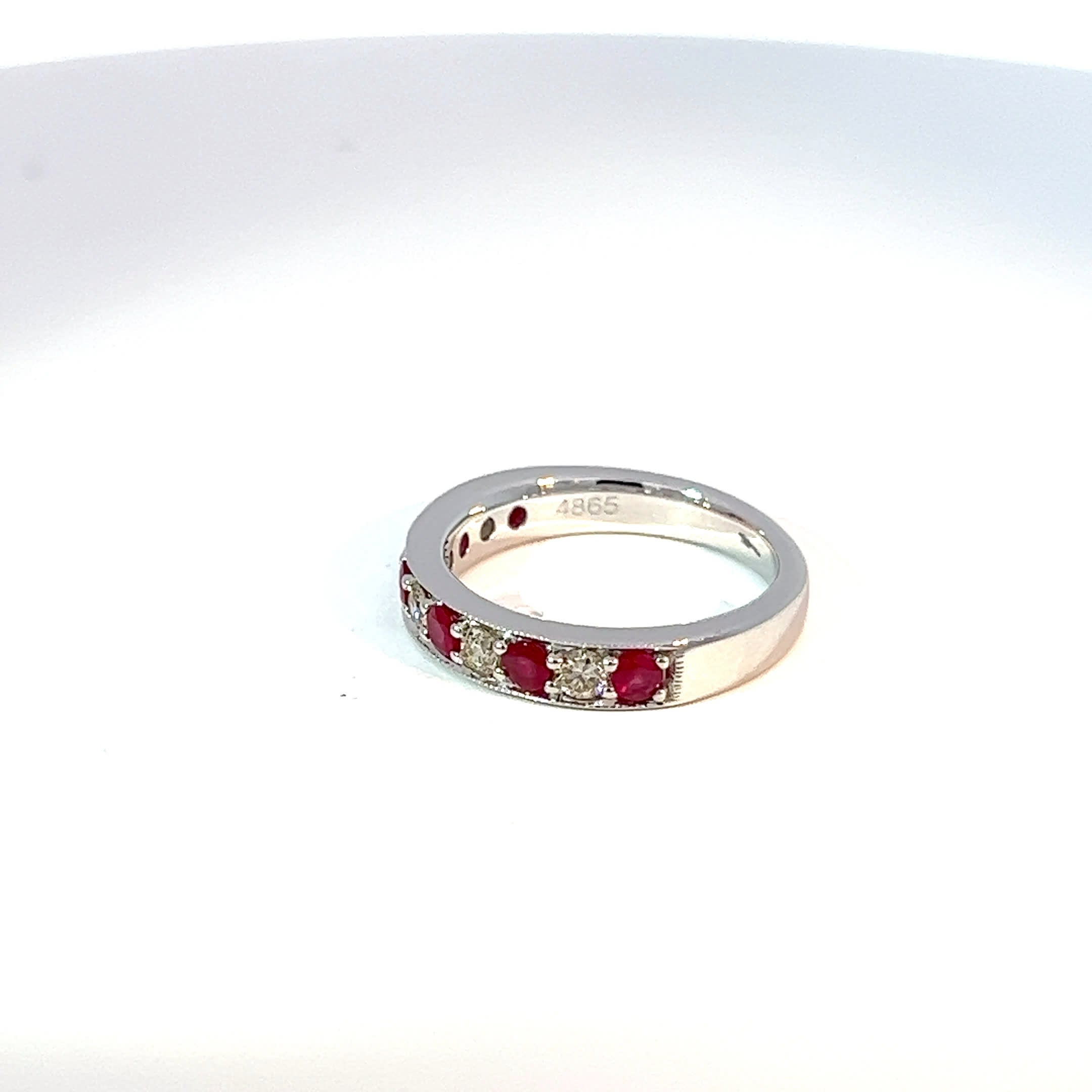 9ct White Gold Ruby & Diamond Eternity Band