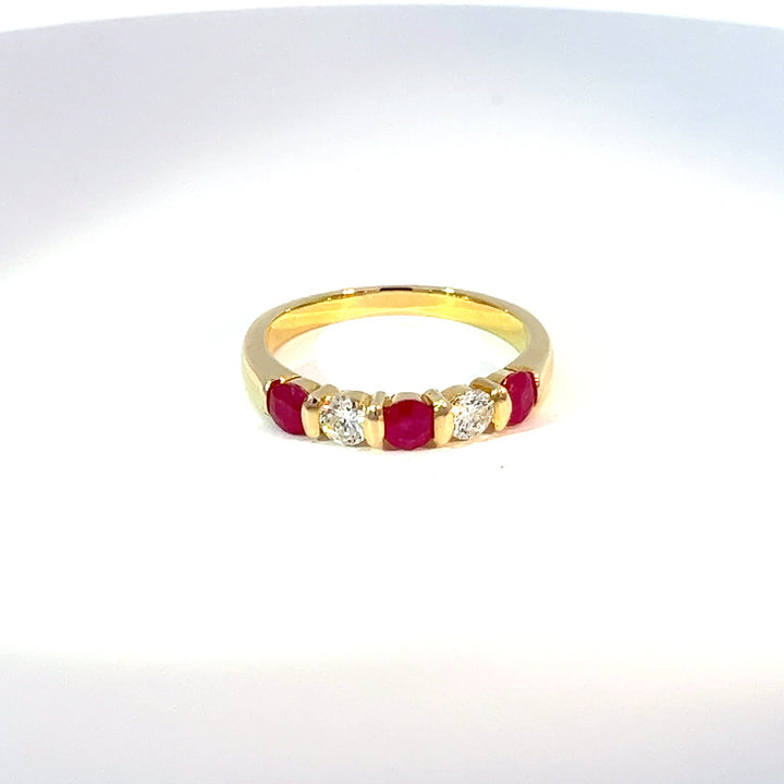 18ct Yellow Gold Ruby & Diamond Eternity Ring 