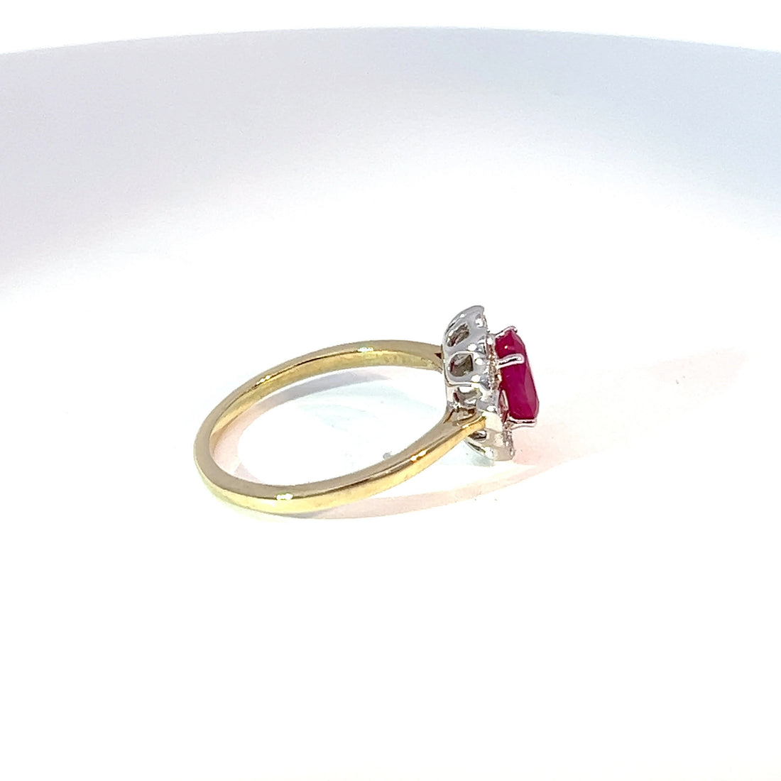9ct Yellow Gold Ruby & Diamond Halo Ring