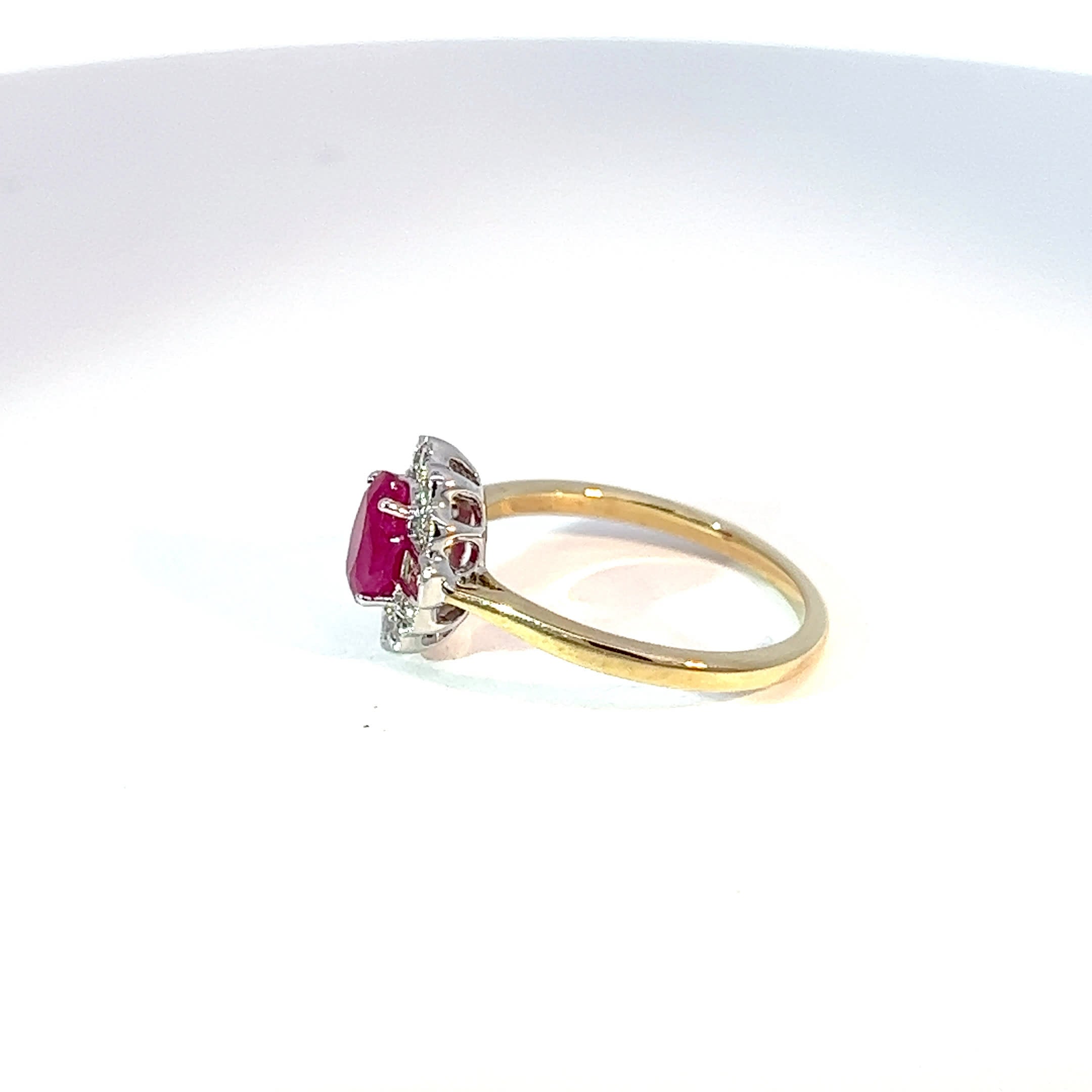9ct Yellow Gold Ruby & Diamond Halo Ring