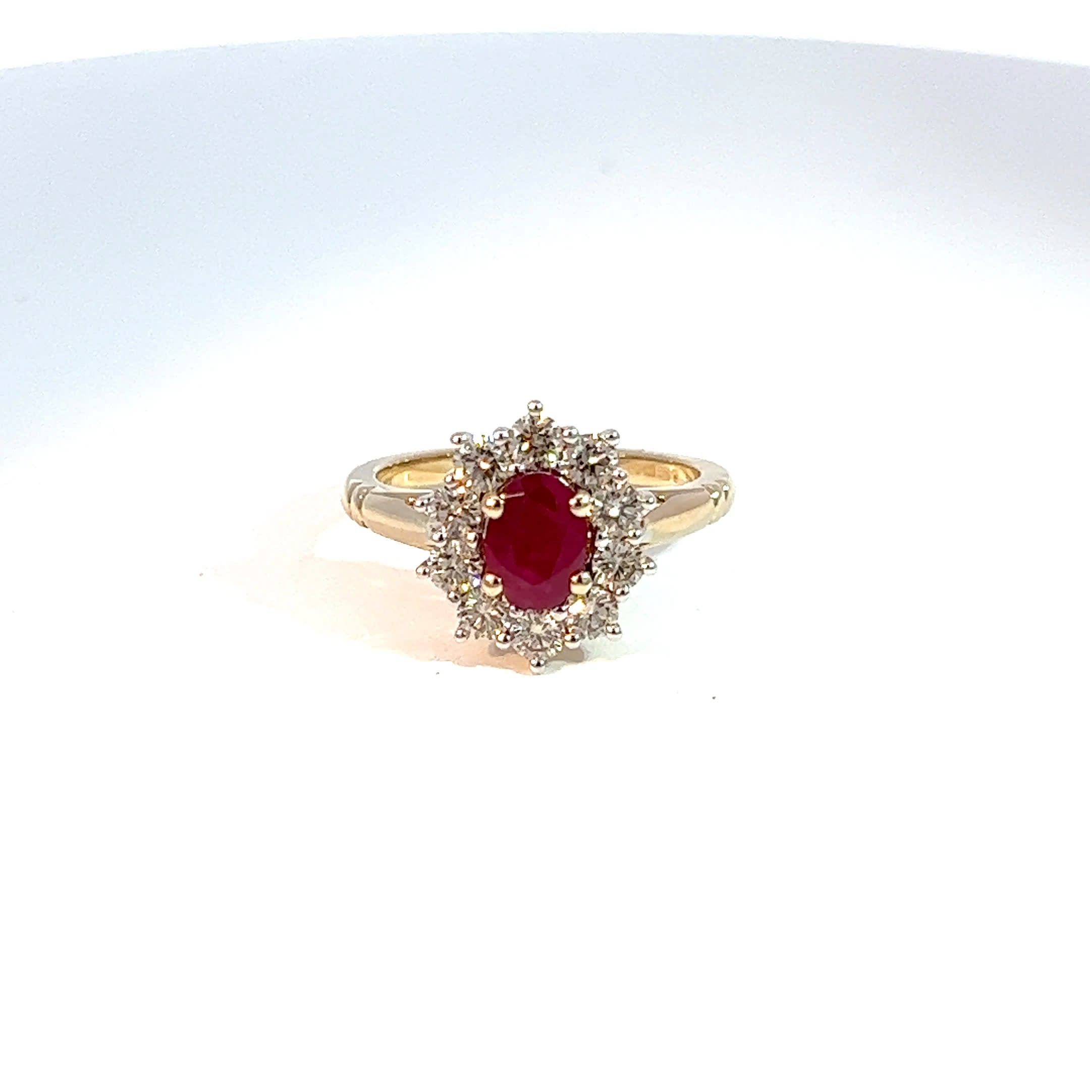 9ct Yellow Gold Ruby & Diamond Cluster Ring