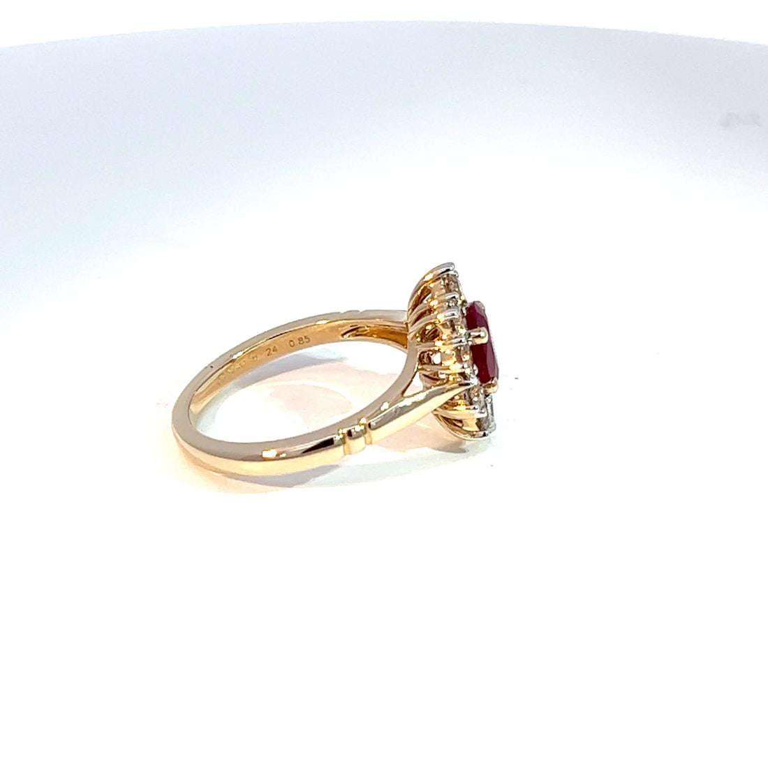 9ct Yellow Gold Ruby & Diamond Cluster Ring