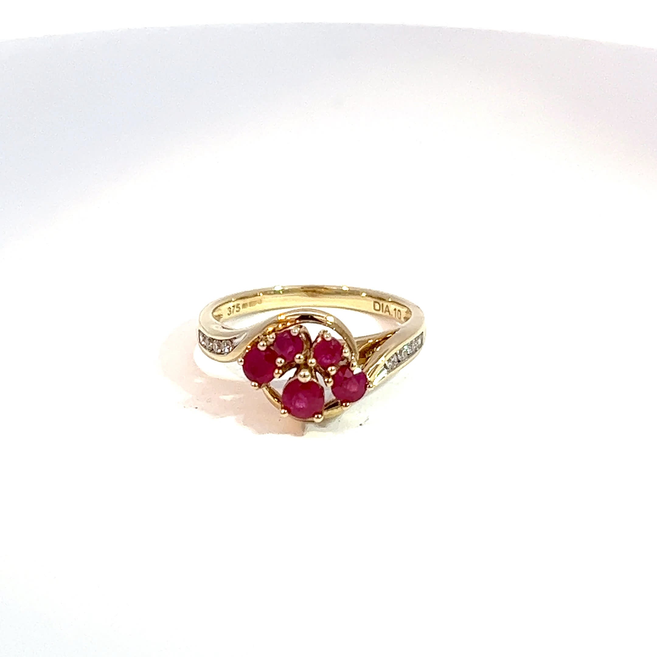 9ct Yellow Gold Ruby & Diamond Dress Ring 