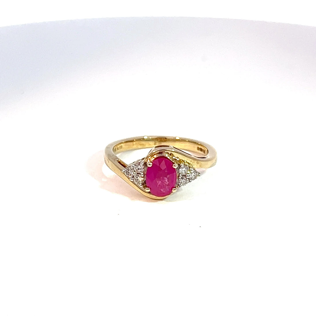 9ct Yellow Gold Oval Ruby & Diamond Ring