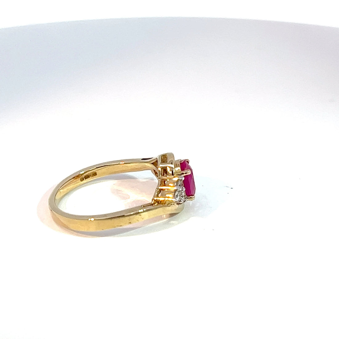 9ct Yellow Gold Oval Ruby & Diamond Ring