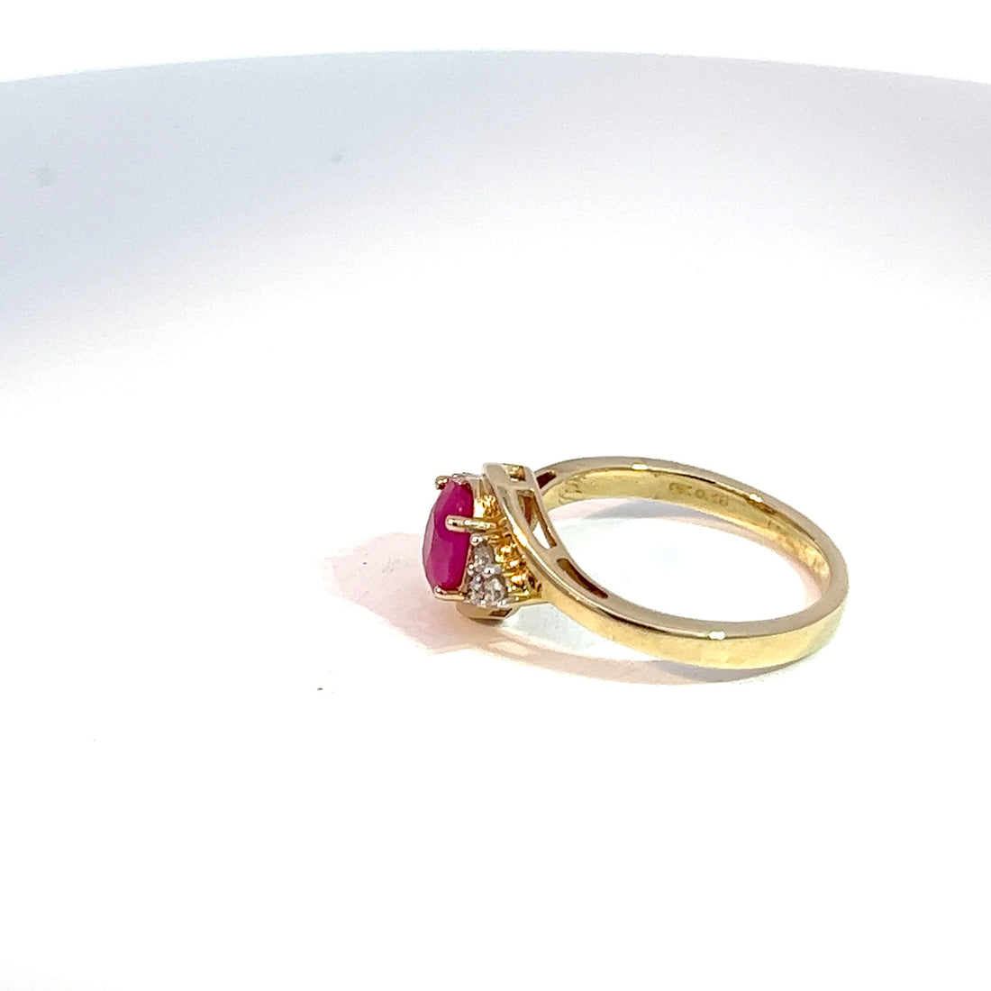 9ct Yellow Gold Oval Ruby & Diamond Ring