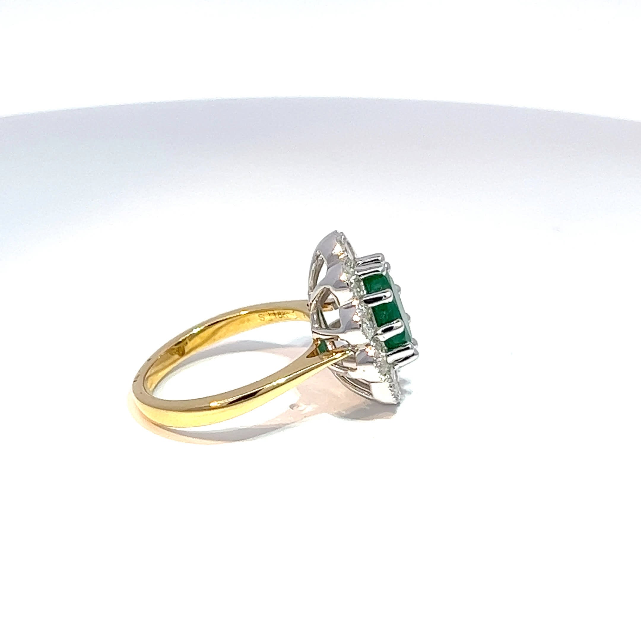 18ct Yellow Gold Oval Emerald & Diamond Ring