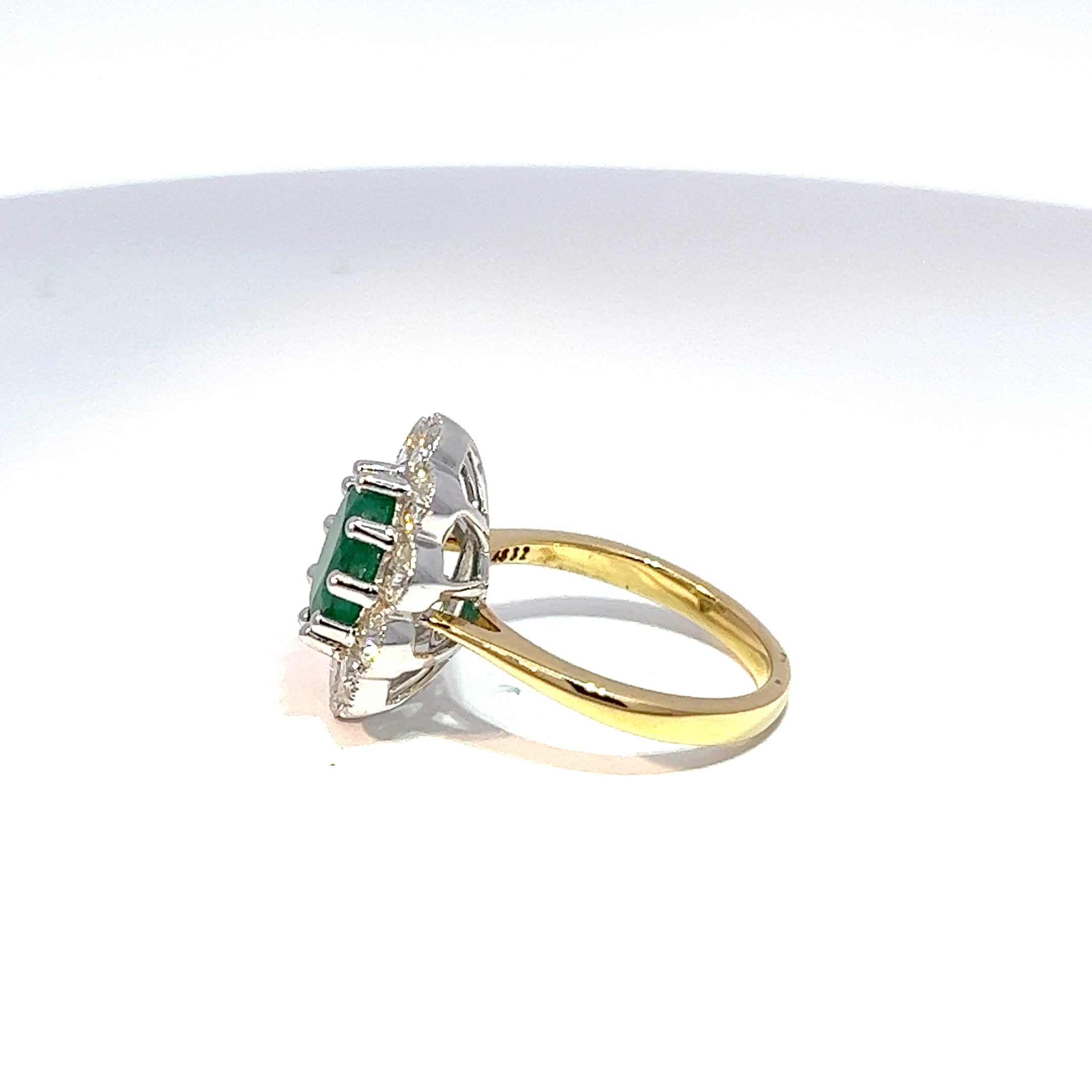 18ct Yellow Gold Oval Emerald & Diamond Ring