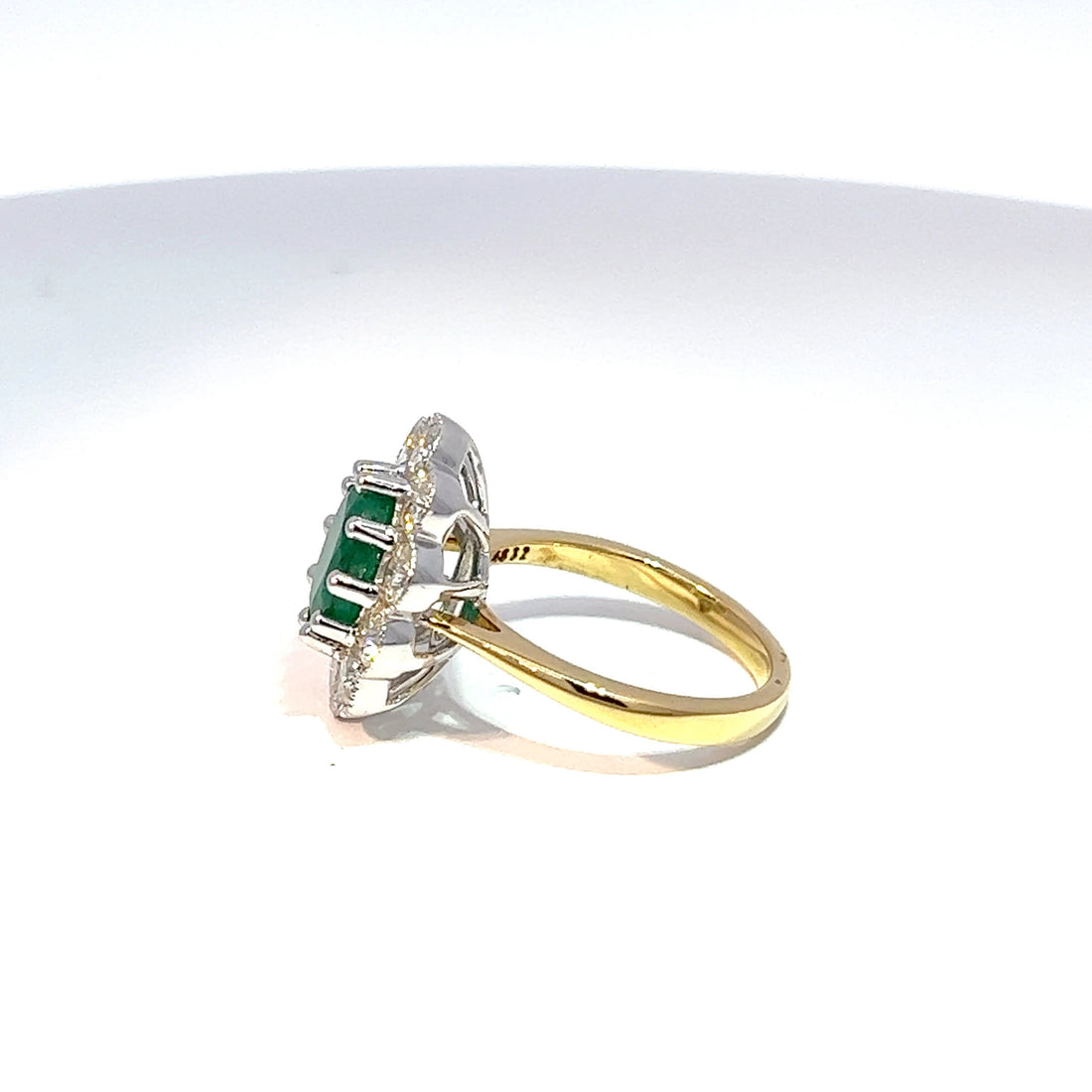 18ct Yellow Gold Oval Emerald & Diamond Ring