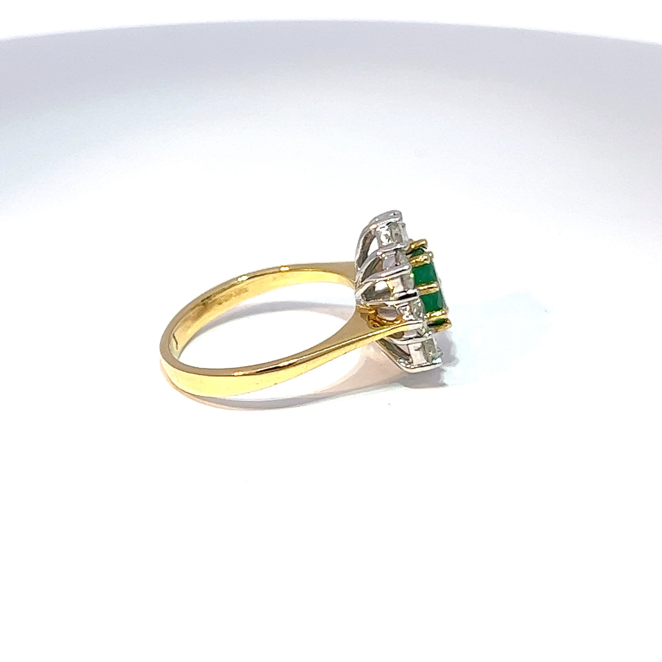 18ct Yellow Gold Oval Emerald & Diamond Ring
