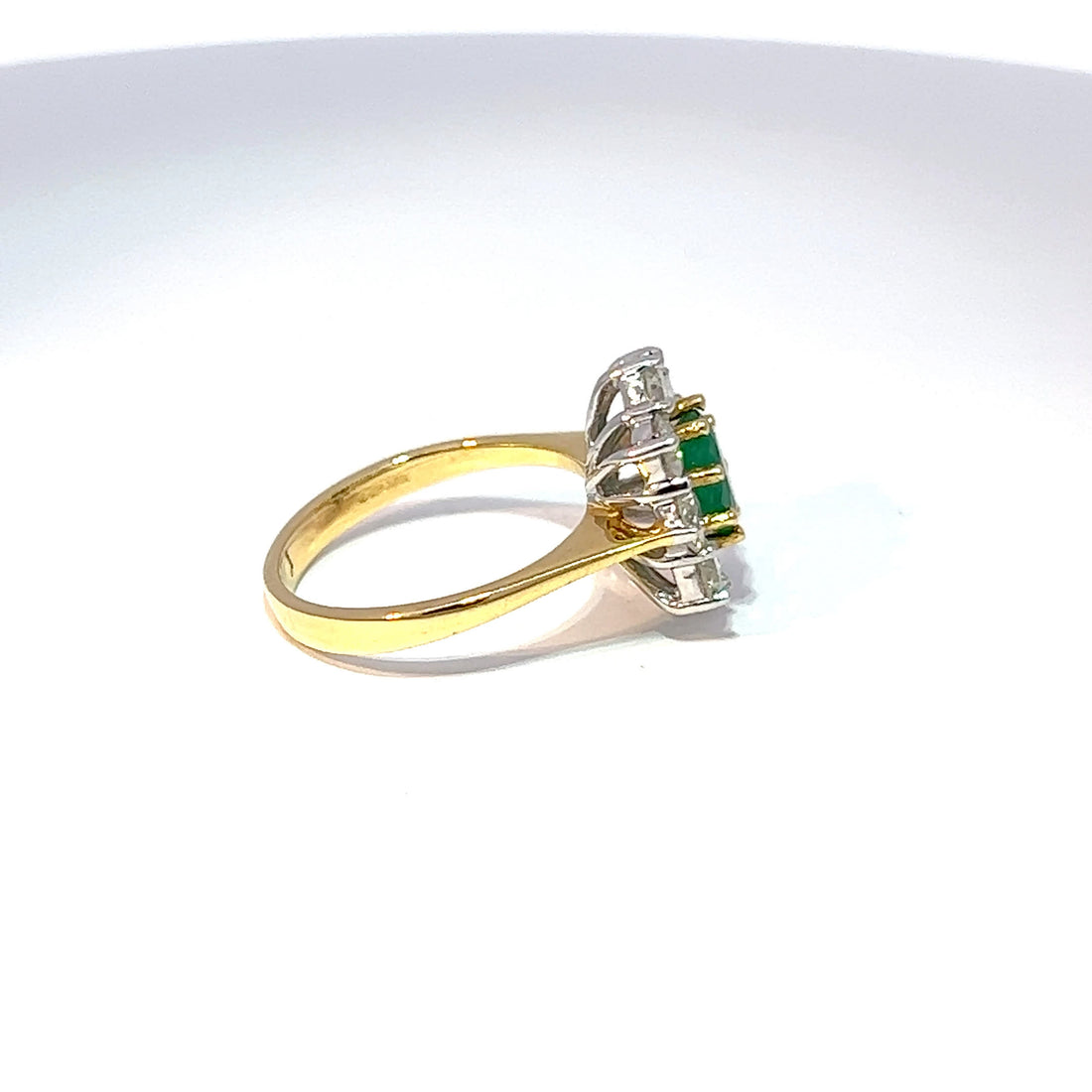 18ct Yellow Gold Oval Emerald & Diamond Ring