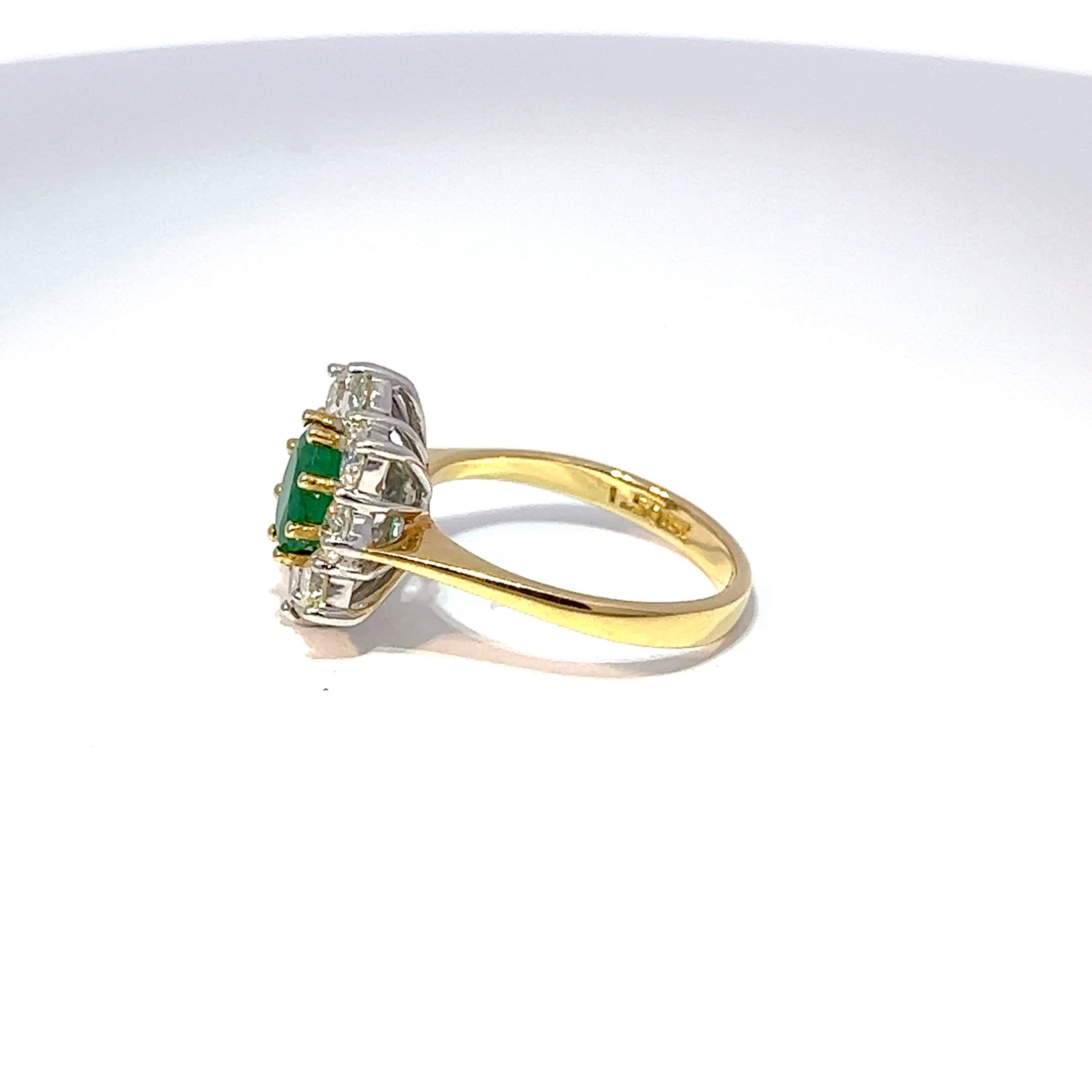 18ct Yellow Gold Oval Emerald & Diamond Ring