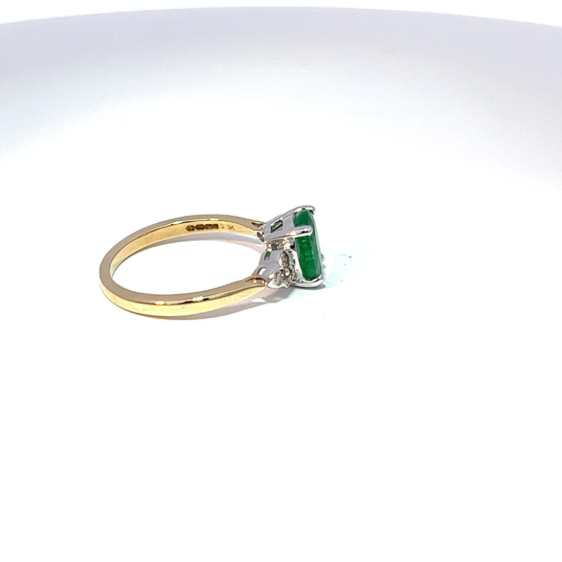 9ct Yellow Gold Emerald & Diamond Trefoil Ring