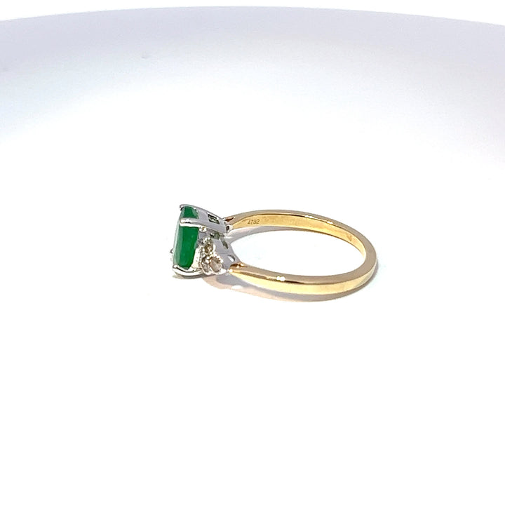 9ct Yellow Gold Emerald & Diamond Trefoil Ring