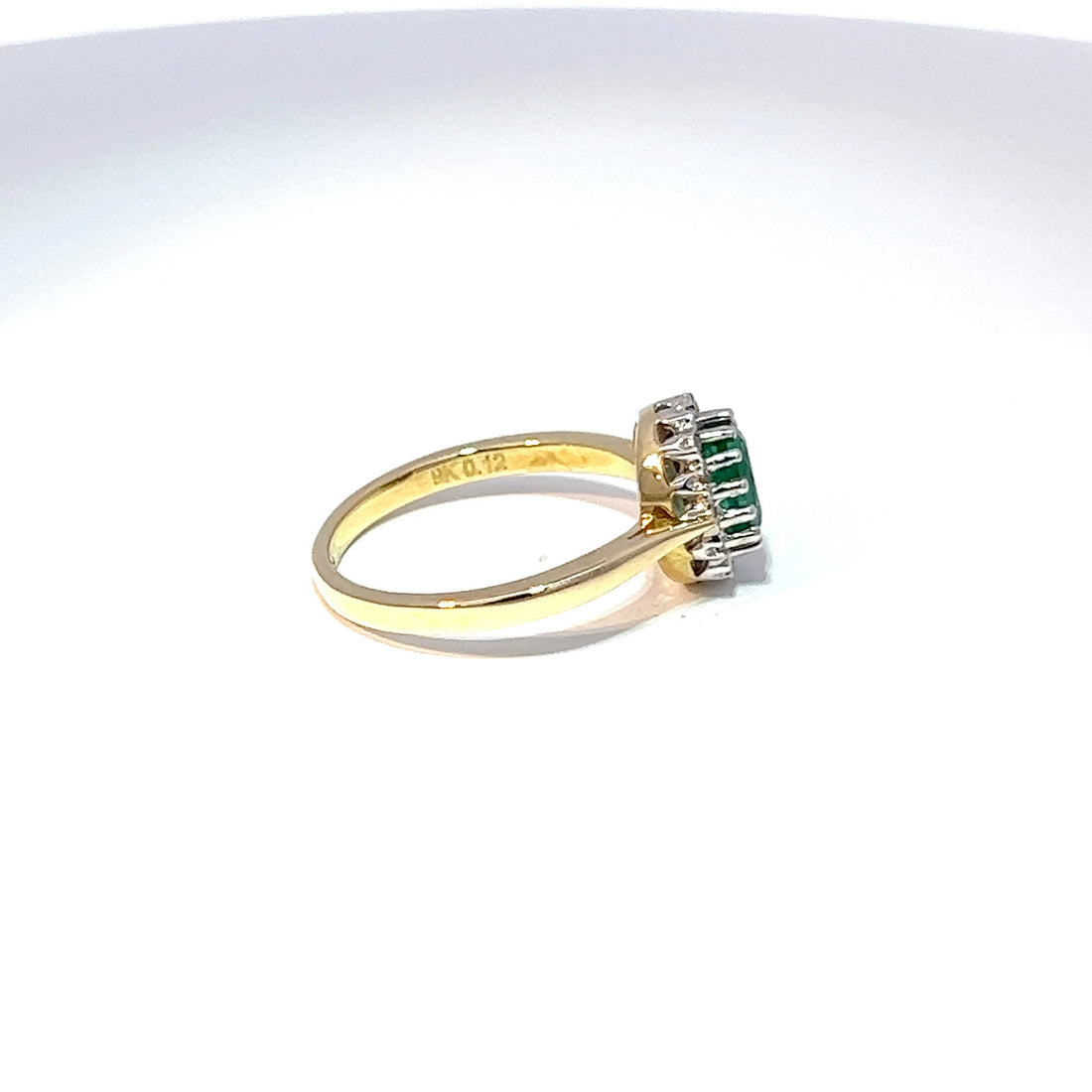 9ct Yellow Gold Emerald & Diamond Halo Ring