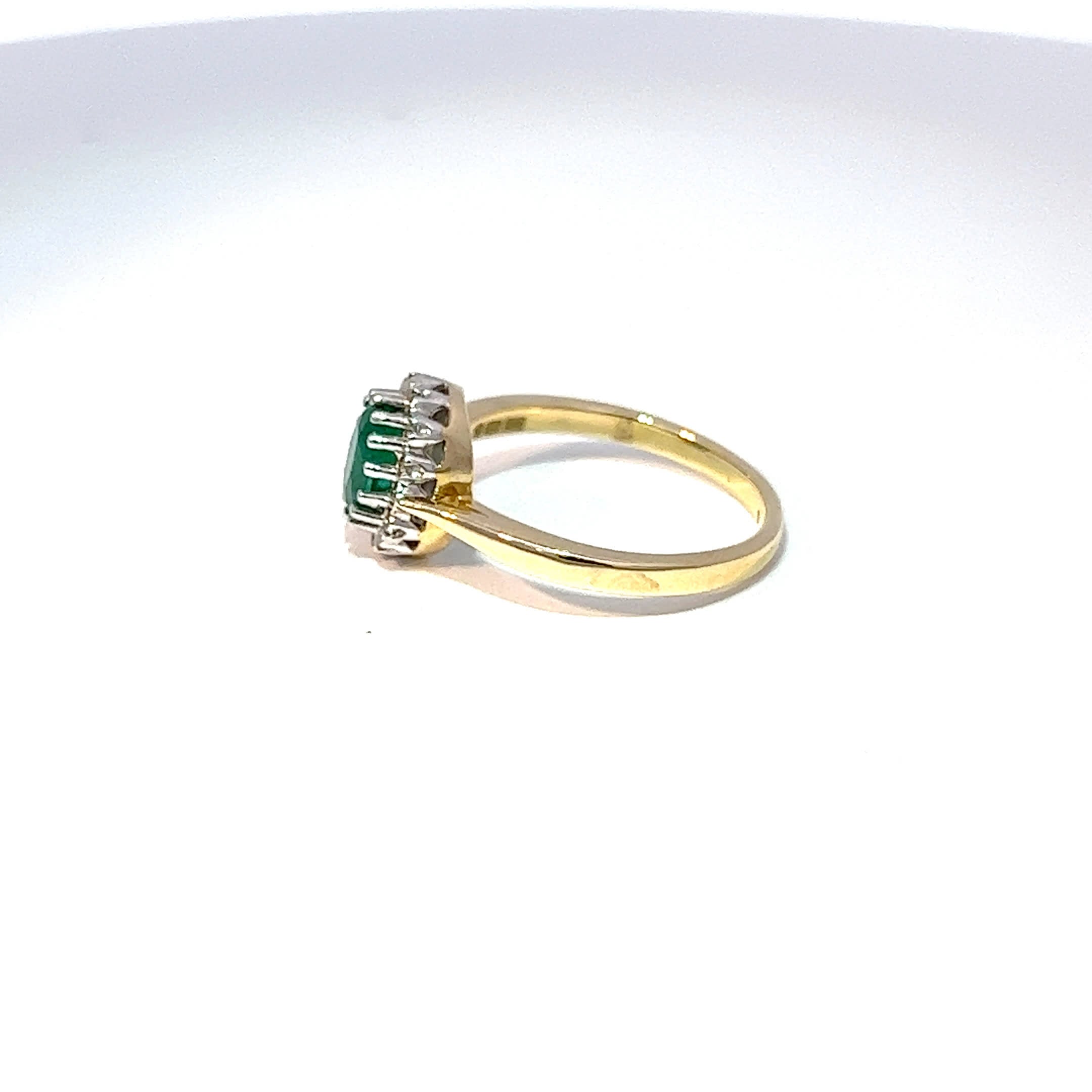 9ct Yellow Gold Emerald & Diamond Halo Ring