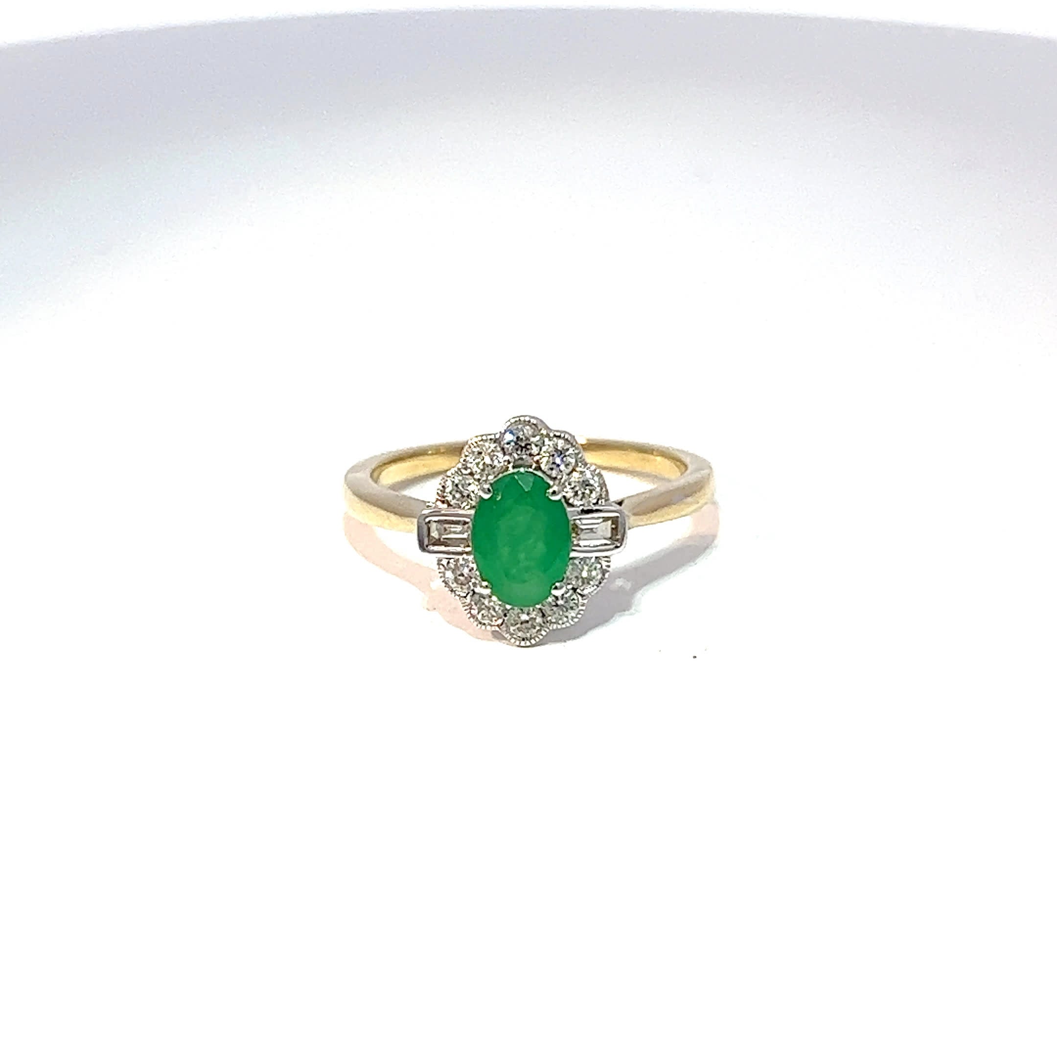 9ct Yellow Gold Emerald & Diamond Ring