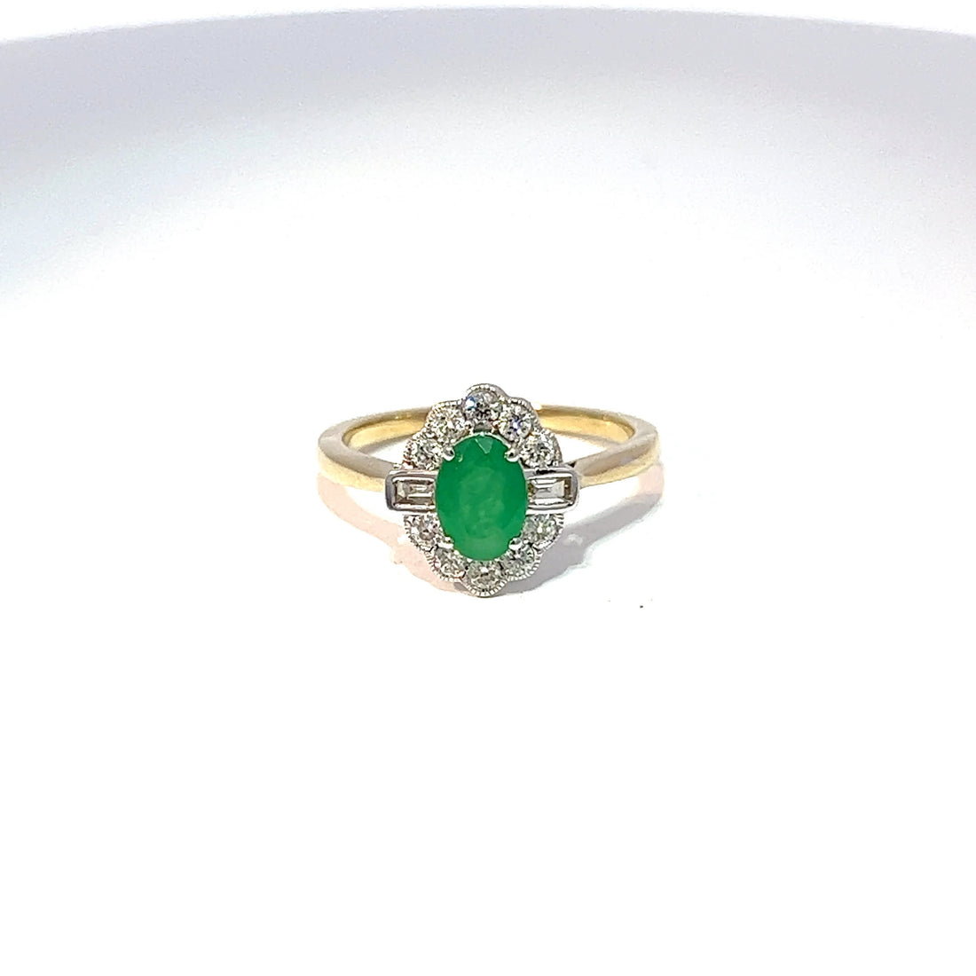 9ct Yellow Gold Emerald & Diamond Ring