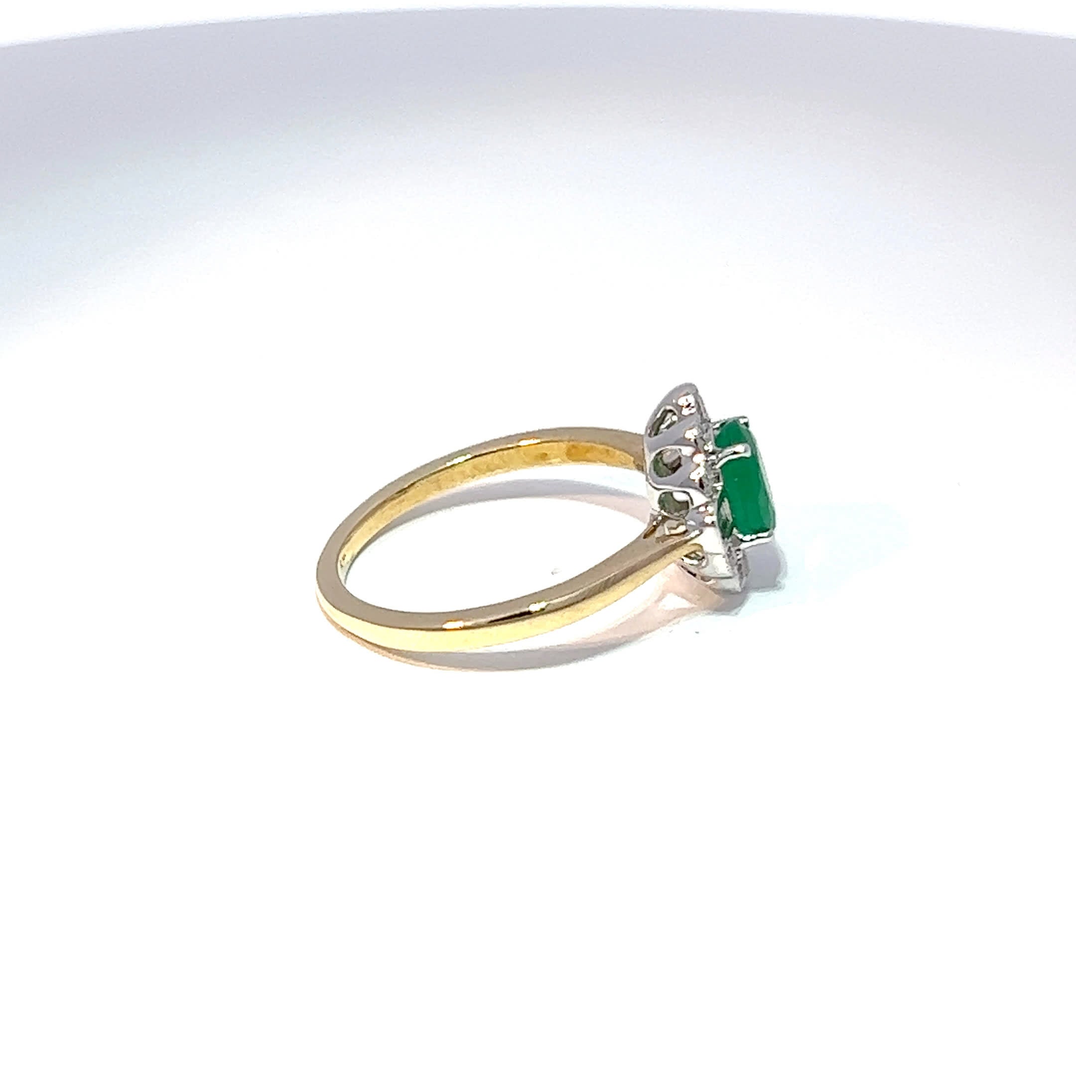 9ct Yellow Gold Emerald & Diamond Ring