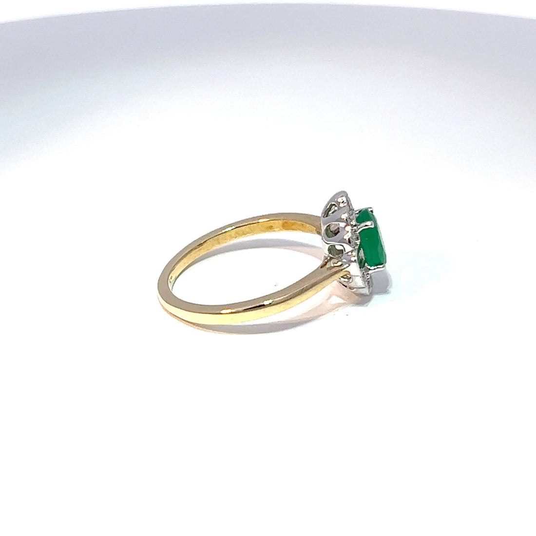 9ct Yellow Gold Emerald & Diamond Ring