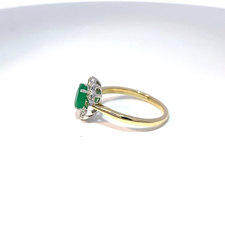 9ct Yellow Gold Emerald & Diamond Ring