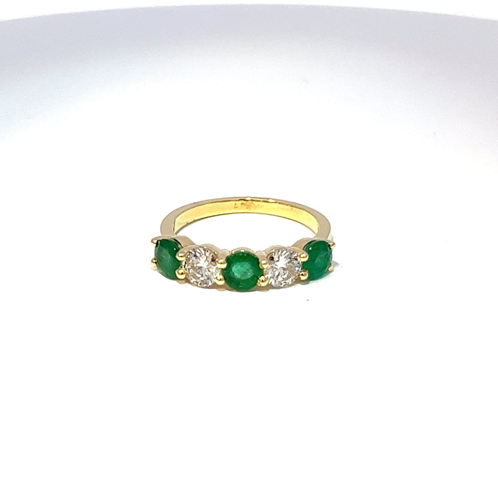 18ct Yellow Gold Emerald & Diamond Eternity Ring  