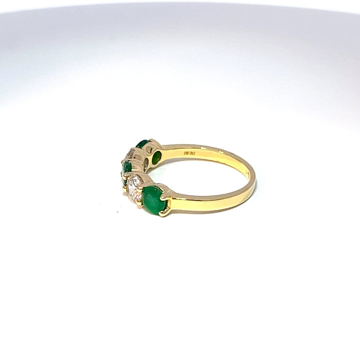 18ct Yellow Gold Emerald & Diamond Eternity Ring