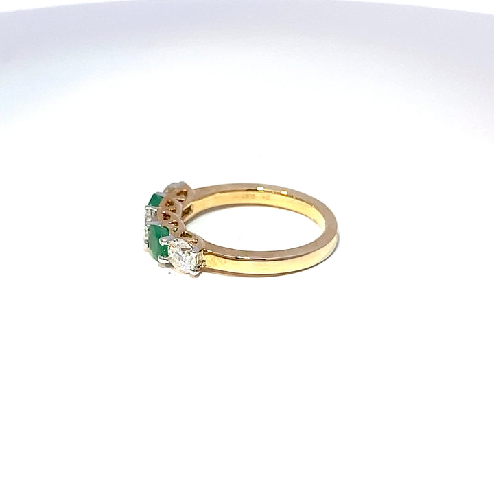 9ct Yellow Gold Emerald & Diamond Eternity Ring