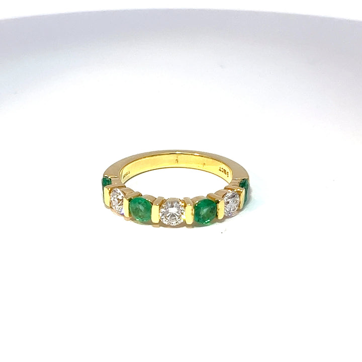 18ct Yellow Gold Emerald & Diamond Eternity Ring