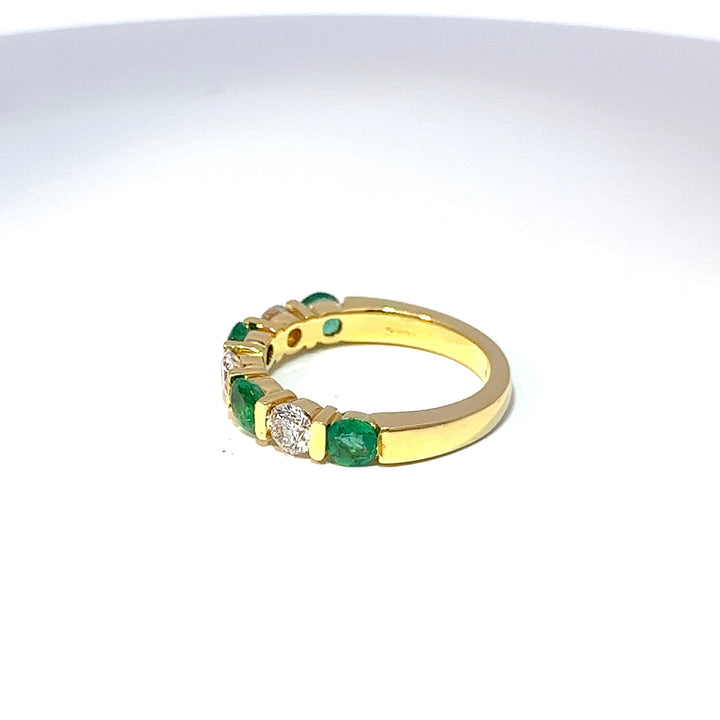18ct Yellow Gold Emerald & Diamond Eternity Ring