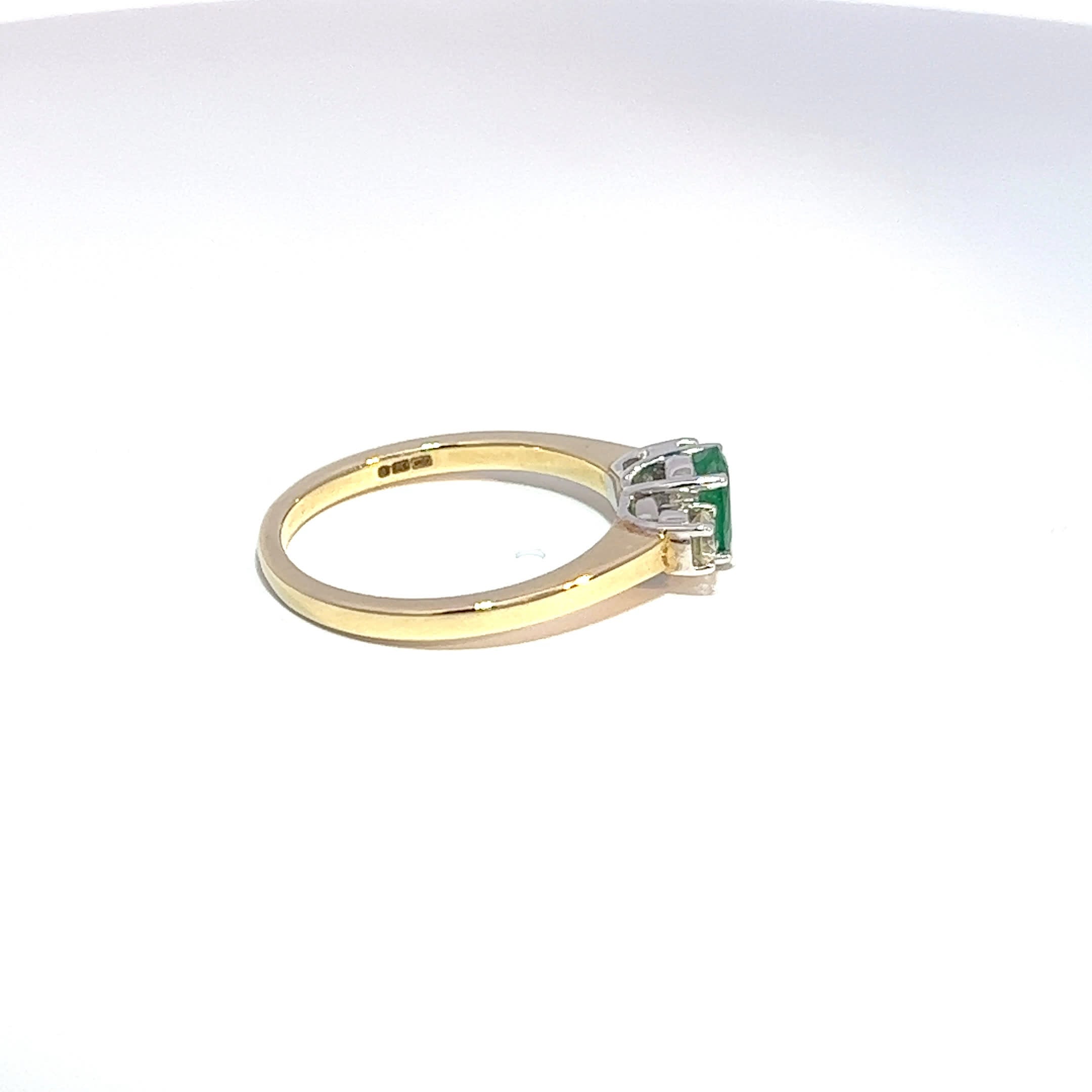 9ctYellow Gold Emerald & Diamond Trilogy Ring