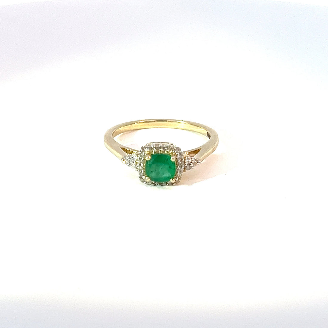 9ct Yellow Gold Emerald & Diamond Ring 