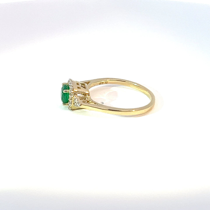 9ct Yellow Gold Emerald & Diamond Ring